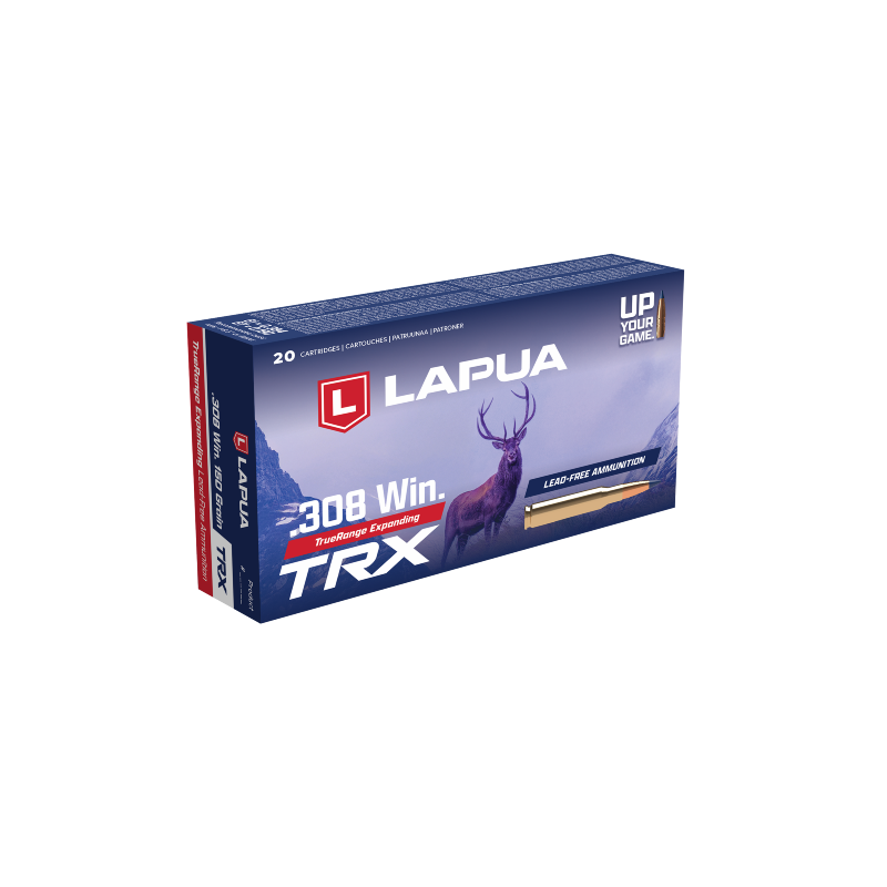 Lapua 308 Win TRX æske med 20 blyfri riffelpatroner – TrueRange Expanding jagtammunition til kronhjort